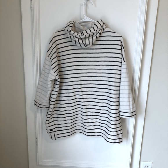 edc Esprit Cream Black Stripe Hooded Jacket Large - Picture 2 of 5